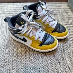 Jordan Kids Black, White, and Yellow Sneakers